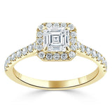 Asscher Cut Moissanite Engagement Ring, Classic Halo